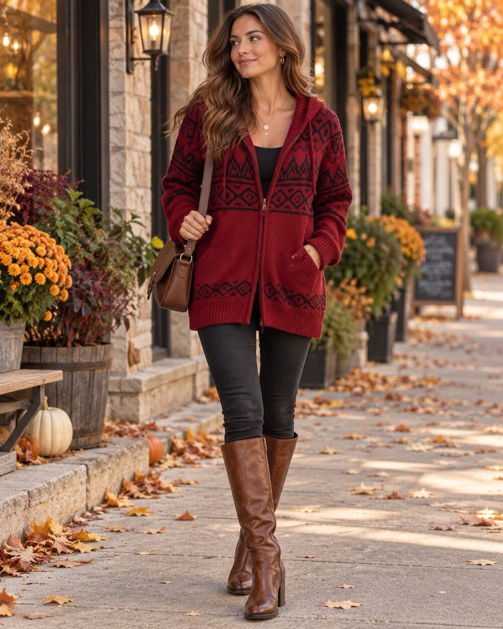 L.L.Bean Women’s Fair Isle Lambswool Knit Hooded Full Zip Cardigan XXL Reg